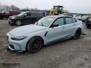 2023 BMW M3 Competition xDrive with VIN WBS43AY02PFP75791, listed as a Copart auction lot 46810125 with 0 mi miles and Salvage Title. Bid and sale history available at carsss.com. Image 1.