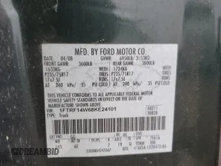 2008 Ford F-150 XL with VIN 1FTRF14W68KE24101, listed as a Copart auction lot 44612415 with 805,525 mi miles and Clean Title. Bid and sale history available at carsss.com. Image 12.