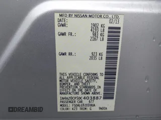 2013 Nissan LEAF SL z VIN 1N4AZ0CP5DC403887, wystawiony jako IAAI lot #42141239 z przebiegiem 55 420 mil mil oraz . Historia ofert i sprzedaży dostępna na DreamBid. Obrazek 9.