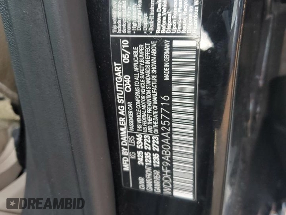 2010 Mercedes-Benz E-Class E 550 Luxury with VIN WDDHF9AB0AA257716, listed as a Copart auction lot 74117034 with 0 mi miles and Salvage Title. Bid and sale history available at carsss.com. Image 12.