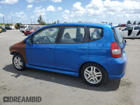 2007 Honda Fit Sport with VIN JHMGD38687S014318, listed as a Copart auction lot 53992935 with 59,504 mi miles and Clean title. Bid and sale history available at DreamBid. Image 2.