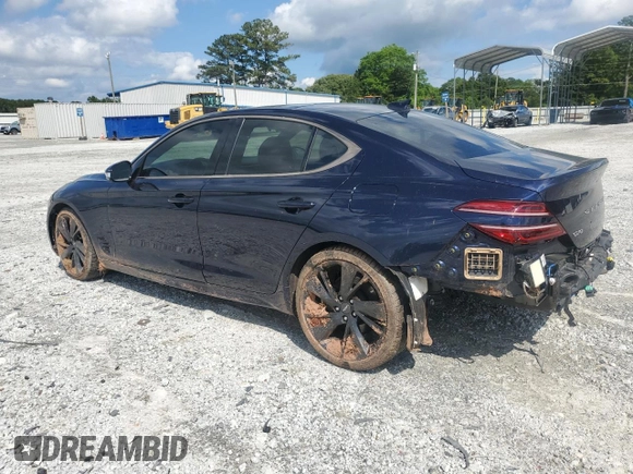 2023 Genesis G70 2.0T with VIN KMTG34TA8PU127827, listed as a Copart auction lot 59662305 with 6,310 mi miles and Salvage title. Bid and sale history available at DreamBid. Image 2.