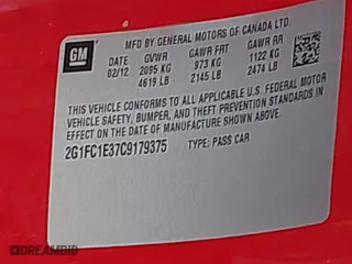 2012 Chevrolet Camaro 2LT with VIN 2G1FC1E37C9179375, listed as a IAAI auction lot 41670902 with 160,901 mi miles. Bid and sale history available at carsss.com. Image 9.