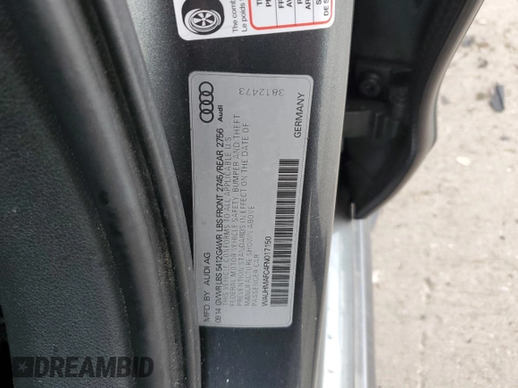 2015 Audi A6 3.0L TDI Prestige with VIN WAUHMAFC4FN017150, listed as a Copart auction lot 49410694 with 98,420 mi miles. Bid and sale history available at carsss.com. Image 12.