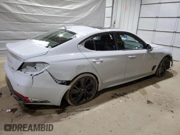 2022 Genesis G70 3.3T with VIN KMTG54TEXNU103314, listed as a Copart auction lot 50079415 with 46,603 mi miles and Salvage Title. Bid and sale history available at DreamBid. Image 3.