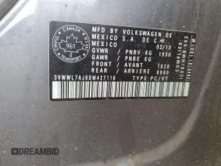 2013 Volkswagen Jetta with VIN 3VWWL7AJ6DM427118, listed as a Copart auction lot 50937335 with 337,598 mi miles and Salvage title. Bid and sale history available at DreamBid. Image 12.