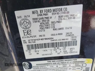 2014 Ford F-150 XL with VIN 1FTFW1EF4EFB64254, listed as a IAAI auction lot 41396483 with 145,134 mi miles and . Bid and sale history available at carsss.com. Image 9.