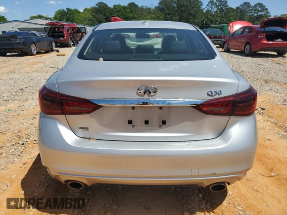 2020 Infiniti Q50 Luxe with VIN JN1EV7AP2LM206478, listed as a Copart auction lot 52790755 with 93,569 mi miles and Salvage title. Bid and sale history available at DreamBid. Image 6.