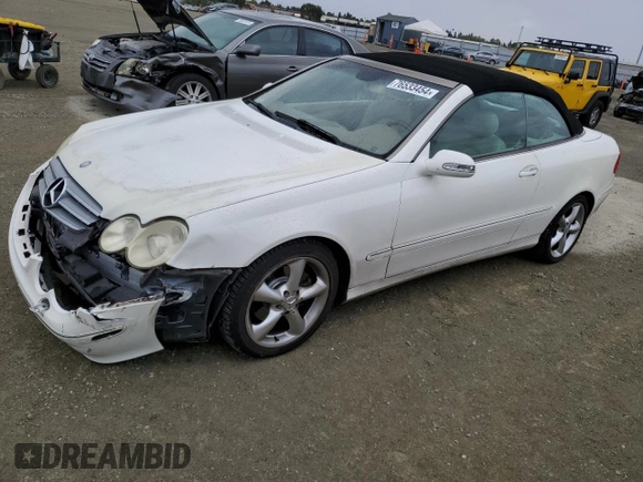 2005 Mercedes-Benz CLK 320 with VIN WDBTK65G95T044664, listed as a Copart auction lot 76533454 with 127,431 mi miles and Salvage Title. Bid and sale history available at DreamBid. Image 1.