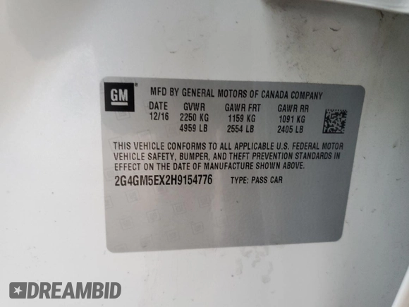2017 Buick Regal with VIN 2G4GM5EX2H9154776, listed as a Copart auction lot 84531554 with 45,385 mi miles and Salvage Title. Bid and sale history available at carsss.com. Image 13.