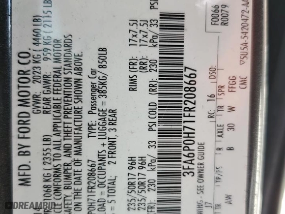 2015 Ford Fusion SE with VIN 3FA6P0H71FR208667, listed as a Copart auction lot 53957375 with 154,020 mi miles and Clean Title. Bid and sale history available at carsss.com. Image 12.