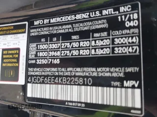 2019 Mercedes-Benz GLS 450 with VIN 4JGDF6EE4KB225810, listed as a IAAI auction lot 41883110 with Not Provided miles and . Bid and sale history available at DreamBid. Image 9.