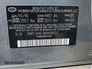 2017 Hyundai Sonata Sport with VIN 5NPE34AF3HH458153, listed as a Copart auction lot 54714605 with 41,249 mi miles and Salvage Title. Bid and sale history available at carsss.com. Image 12.