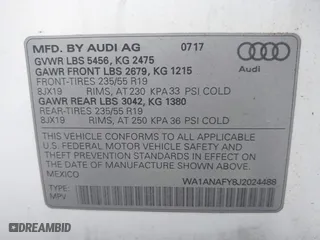 2018 Audi Q5 Premium with VIN WA1ANAFY8J2024488, listed as a IAAI auction lot 41966257 with 110,349 mi miles. Bid and sale history available at carsss.com. Image 9.