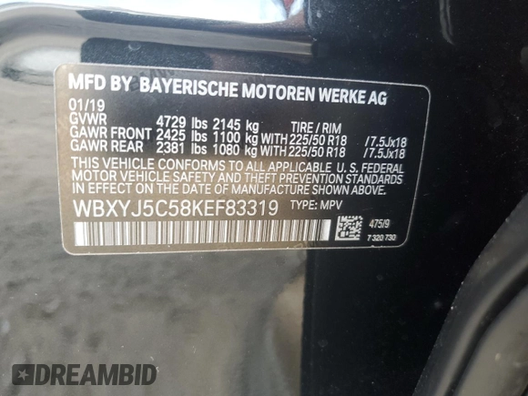 2019 BMW X2 xDrive28i with VIN WBXYJ5C58KEF83319, listed as a Copart auction lot 47358275 with 56,029 mi miles and Clean Title. Bid and sale history available at carsss.com. Image 14.