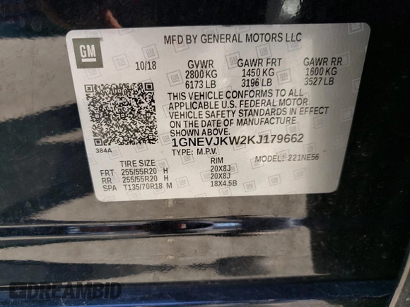 2019 Chevrolet Traverse RS with VIN 1GNEVJKW2KJ179662, listed as a Copart auction lot 69787013 with 103,249 mi miles. Bid and sale history available at carsss.com. Image 13.