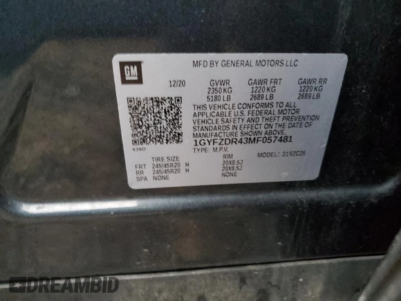 2021 Cadillac XT4 AWD Premium Luxury with VIN 1GYFZDR43MF057481, listed as a Copart auction lot 80966804 with 52,339 mi miles and Salvage Title. Bid and sale history available at carsss.com. Image 13.