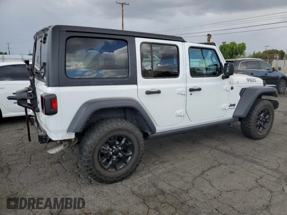 2022 Jeep Wrangler Unlimited Willys with VIN 1C4HJXDN3NW263019, listed as a Copart auction lot 80933014 with 16,231 mi miles and Salvage Title. Bid and sale history available at DreamBid. Image 3.