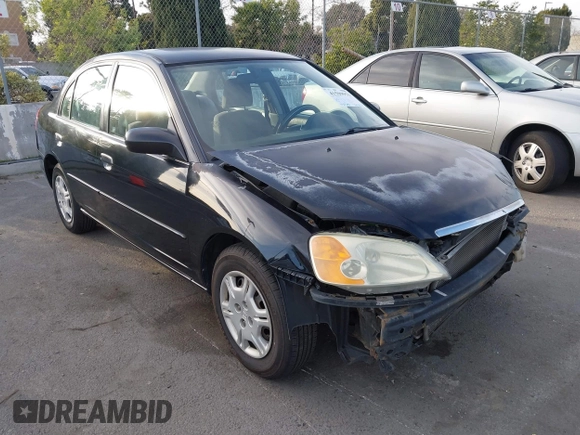 2001 Honda Civic LX with VIN 2HGES16501H619916, listed as a IAAI auction lot 41599951 with 230,395 mi miles. Bid and sale history available at carsss.com. Image 1.