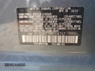 2024 Subaru Crosstrek Premium с VIN JF2GUADC0R8304152, выставлен на аукционе Copart как лот 58704885 с пробегом 18 630 миль миль и Списание • Salvage title. История ставок и продаж доступна на DreamBid. Изображение 13.
