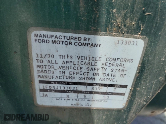 1971 Ford Mustang z VIN 1F05J133031, wystawiony jako Copart lot #56370275 z przebiegiem 14 342 mil mil oraz Czysty tytuł • Clean title. Historia ofert i sprzedaży dostępna na DreamBid. Obrazek 12.