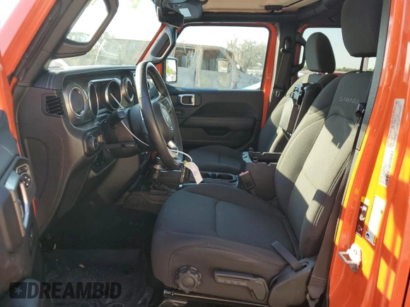 2023 Jeep Wrangler Sahara with VIN 1C4HJXEN4PW620113, listed as a Copart auction lot 50839455 with 34,777 mi miles and Salvage Title. Bid and sale history available at carsss.com. Image 7.