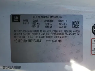 2017 Chevrolet Camaro 2LT with VIN 1G1FD1RX0H0103184, listed as a Copart auction lot 79319384 with 61,309 mi miles and Salvage Title. Bid and sale history available at carsss.com. Image 12.