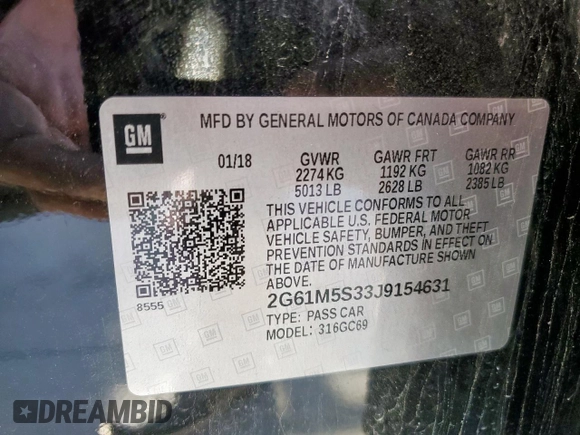 2018 Cadillac XTS Luxury with VIN 2G61M5S33J9154631, listed as a Copart auction lot 53743865 with 150,544 mi miles and Salvage Title. Bid and sale history available at carsss.com. Image 13.