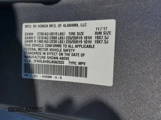 2018 Honda Odyssey Elite with VIN 5FNRL6H95JB062033, listed as a Copart auction lot 63732915 with 105,234 mi miles and Salvage title. Bid and sale history available at DreamBid. Image 13.