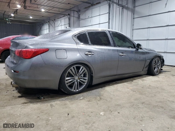 2014 Infiniti Q50 Hybrid Premium with VIN JN1AV7AR9EM701618, listed as a Copart auction lot 88628505 with 118,925 mi miles and Salvage Title. Bid and sale history available at carsss.com. Image 3.