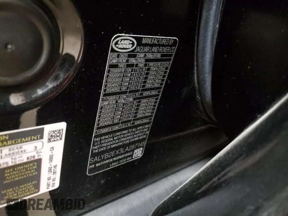 2020 Land Rover Range Rover Velar S z VIN SALYB2EX3LA287145, wystawiony jako Copart lot #56004615 z przebiegiem 47 482 mil mil oraz Szkoda całkowita • Salvage title. Historia ofert i sprzedaży dostępna na DreamBid. Obrazek 12.