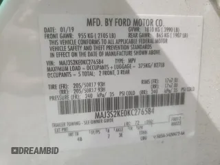 2019 Ford EcoSport Titanium with VIN MAJ3S2KE0KC276584, listed as a Copart auction lot 49955315 with 73,293 mi miles and Salvage Title. Bid and sale history available at DreamBid. Image 15.