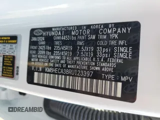 2024 Hyundai Kona Limited with VIN KM8HECA38RU123397, listed as a Copart auction lot 58835174 with 1,225 mi miles and Salvage Title. Bid and sale history available at carsss.com. Image 13.