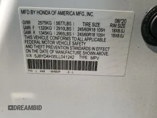 2020 Acura MDX с VIN 5J8YD4H35LL041242, выставлен на аукционе Copart как лот 50761155 с пробегом Не указан миль и Списание • Salvage title. История ставок и продаж доступна на DreamBid. Изображение 13.