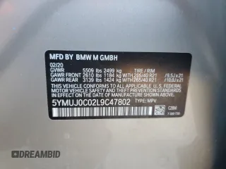 2020 BMW X4 M Competition z VIN 5YMUJ0C02L9C47802, wystawiony jako Copart lot #88896685 z przebiegiem Nie podano mil oraz Szkody całkowita. Historia ofert i sprzedaży dostępna na DreamBid. Obrazek 13.