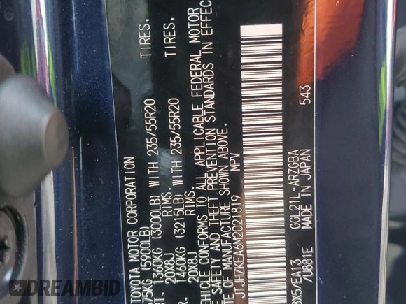 2021 Lexus RX 350L with VIN JTJHZKEA6M2021819, listed as a Copart auction lot 74559854 with 14,652 mi miles and Salvage title. Bid and sale history available at DreamBid. Image 13.