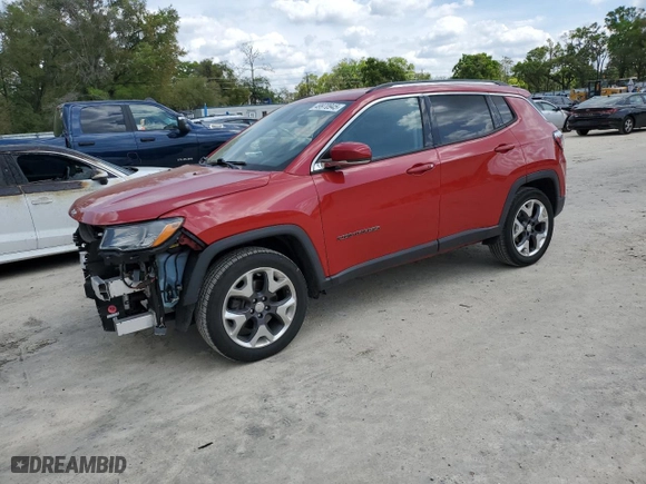 2019 Jeep Compass Limited with VIN 3C4NJCCB8KT664232, listed as a Copart auction lot 49970945 with 102,101 mi miles and Salvage Title. Bid and sale history available at carsss.com. Image 1.