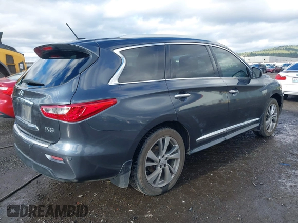 2013 Infiniti JX35 with VIN 5N1AL0MM6DC342383, listed as a IAAI auction lot 40825950 with 105,979 mi miles and . Bid and sale history available at DreamBid. Image 4.