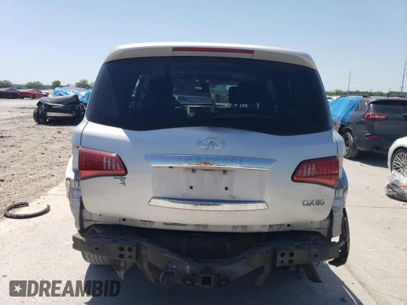 2014 Infiniti QX80 with VIN JN8AZ2NF4E9555172, listed as a Copart auction lot 52302975 with 107,709 mi miles and Salvage Title. Bid and sale history available at DreamBid. Image 6.