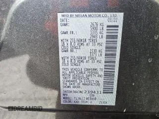 2022 Nissan Pathfinder SV with VIN 5N1DR3BA3NC239431, listed as a Copart auction lot 52914095 with 54,209 mi miles and Clean title. Bid and sale history available at DreamBid. Image 13.