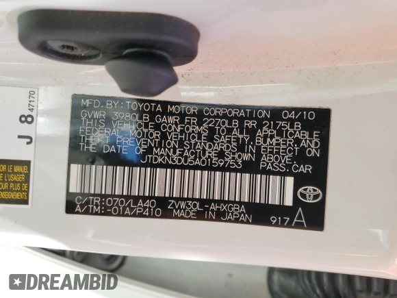 2010 Toyota Prius II with VIN JTDKN3DU5A0159753, listed as a Copart auction lot 50806824 with 132,958 mi miles and Salvage Title. Bid and sale history available at carsss.com. Image 14.