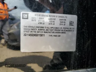 2016 Chevrolet Impala LTZ z VIN 2G1145S3XG9115811, wystawiony jako Copart lot #56961445 z przebiegiem 114 389 mil mil oraz Szkoda całkowita • Salvage title. Historia ofert i sprzedaży dostępna na DreamBid. Obrazek 12.