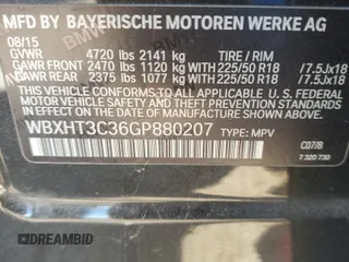 2016 BMW X1 xDrive28i with VIN WBXHT3C36GP880207, listed as a Copart auction lot 82597924 with 145,444 mi miles and Salvage Title. Bid and sale history available at carsss.com. Image 16.
