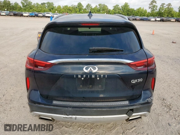 2019 Infiniti QX50 Luxe with VIN 3PCAJ5M12KF133509, listed as a Copart auction lot 57628305 with 52,127 mi miles and Salvage title. Bid and sale history available at DreamBid. Image 6.