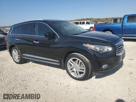 2013 Infiniti JX35 with VIN 5N1AL0MM6DC349396, listed as a Copart auction lot 77467094 with 147,135 mi miles and Clean Title. Bid and sale history available at carsss.com. Image 4.