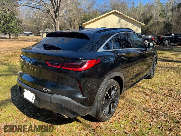 2023 Infiniti QX55 Luxe z VIN 3PCAJ5JR5PF103535, wystawiony jako Copart lot #44084545 z przebiegiem 45 316 mil mil oraz Czysty tytuł • Clean title. Historia ofert i sprzedaży dostępna na DreamBid. Obrazek 4.