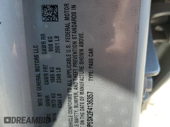2015 Buick Verano with VIN 1G4PP5SK2F4136357, listed as a Copart auction lot 62583455 with 151,937 mi miles and Salvage title. Bid and sale history available at DreamBid. Image 12.