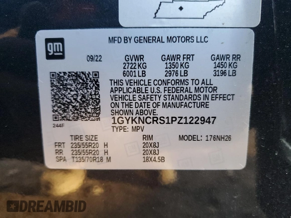 2023 Cadillac XT5 FWD Premium Luxury with VIN 1GYKNCRS1PZ122947, listed as a Copart auction lot 85589454 with 29,504 mi miles and Salvage Title. Bid and sale history available at carsss.com. Image 13.