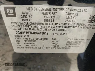 2013 Chevrolet Equinox LS with VIN 2GNALBEK4D6413612, listed as a IAAI auction lot 42120130 with 120,365 mi miles and . Bid and sale history available at DreamBid. Image 9.