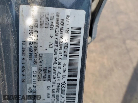 2021 Mazda 6 Carbon Edition with VIN JM1GL1WY7M1602094, listed as a Copart auction lot 50525895 with 15,214 mi miles and Salvage Title. Bid and sale history available at DreamBid. Image 12.